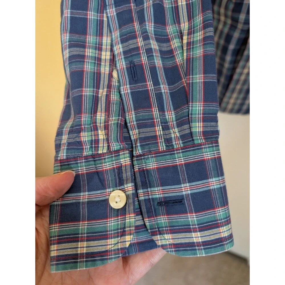 J.Crew Shirtings Tailored Fit Washed Casual Button Up Plaid Shirt M Office Work